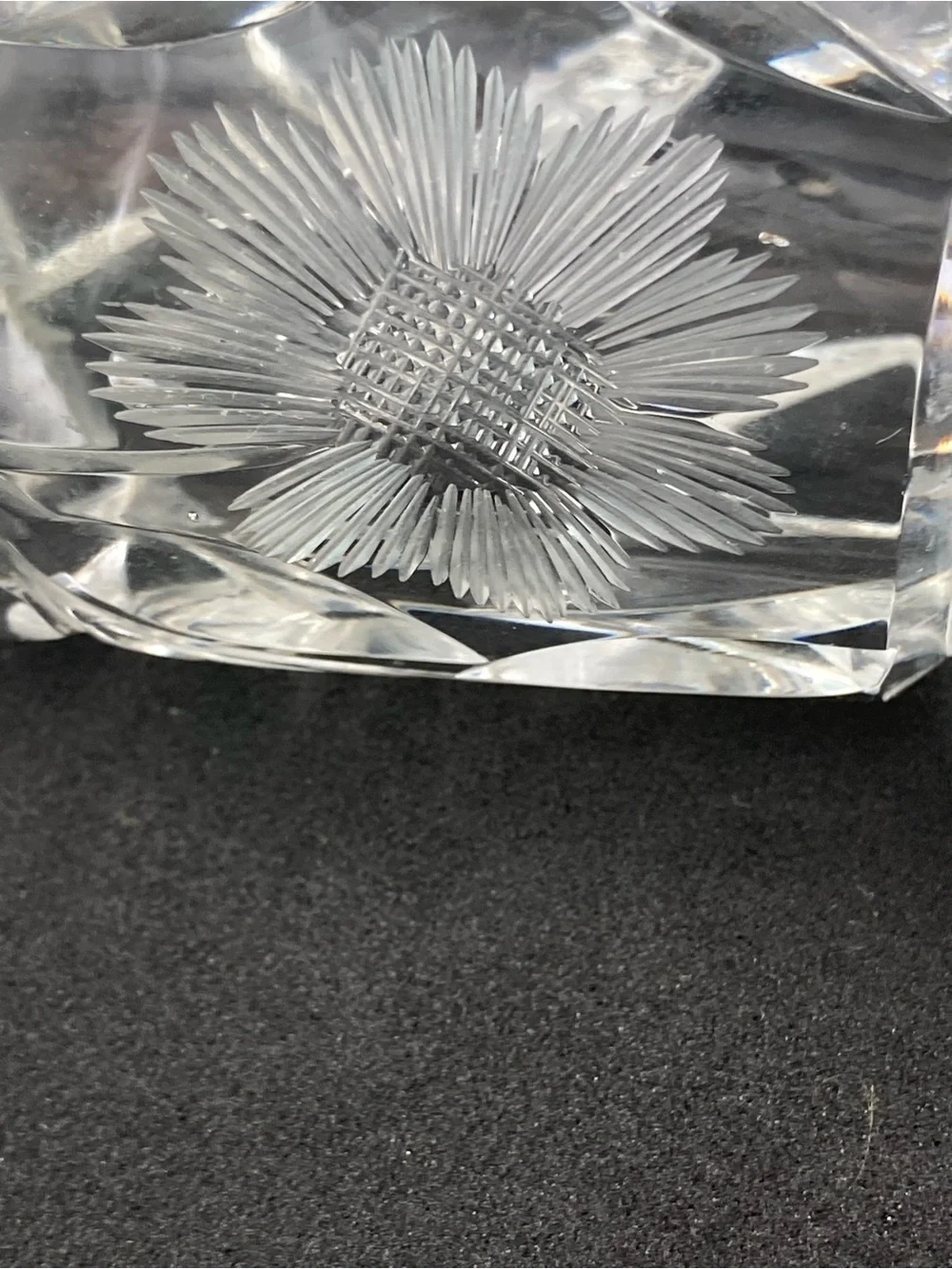 Antique 1900's Miniature Cut Crystal Floral Daisy pitcher jug